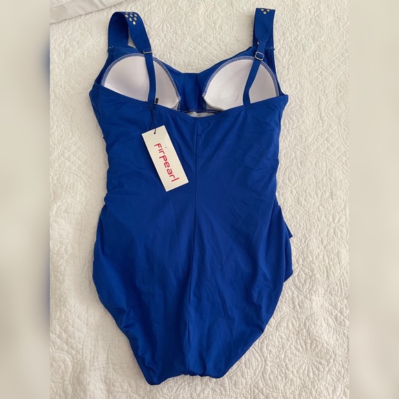 Size 12 blue one piece with patterned straps - Picture 2 of 3